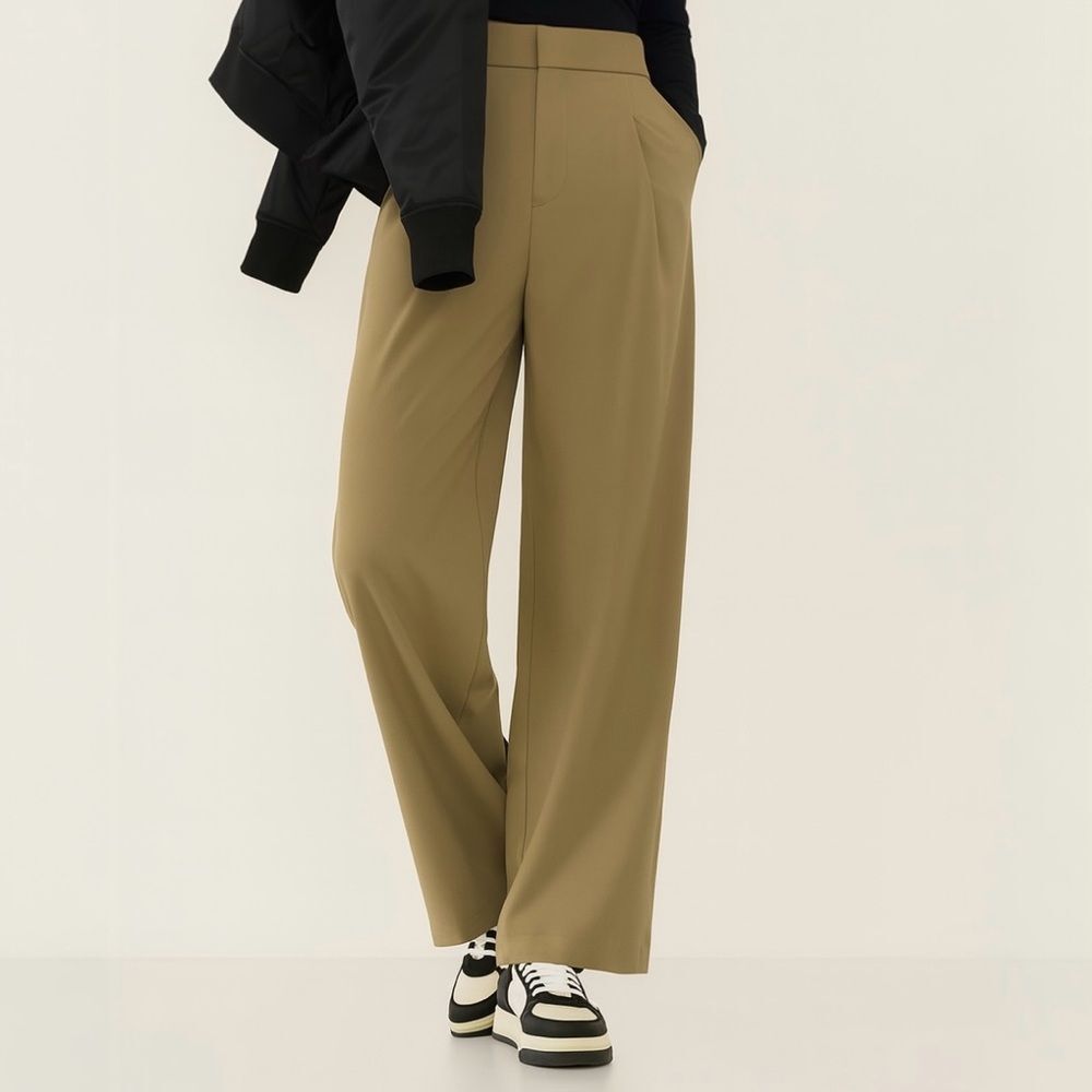Athleta Pinnacle High Rise Wide Leg Trouser Olive Branch Size 16 EuroLuxe Travel